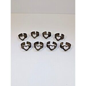 Brass Napkin Rings Made in India Heart Open Floating Heavyweight Set of 8 VTG